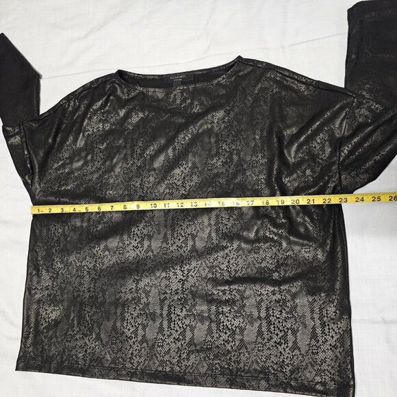 All Saints Faux Leather Oversized Short Top Blouse Shirt Women Size XS Black - Picture 7 of 12